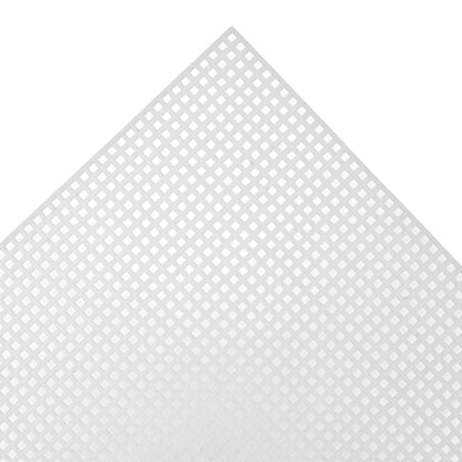Clear plastic canvas sheet with a grid of holes