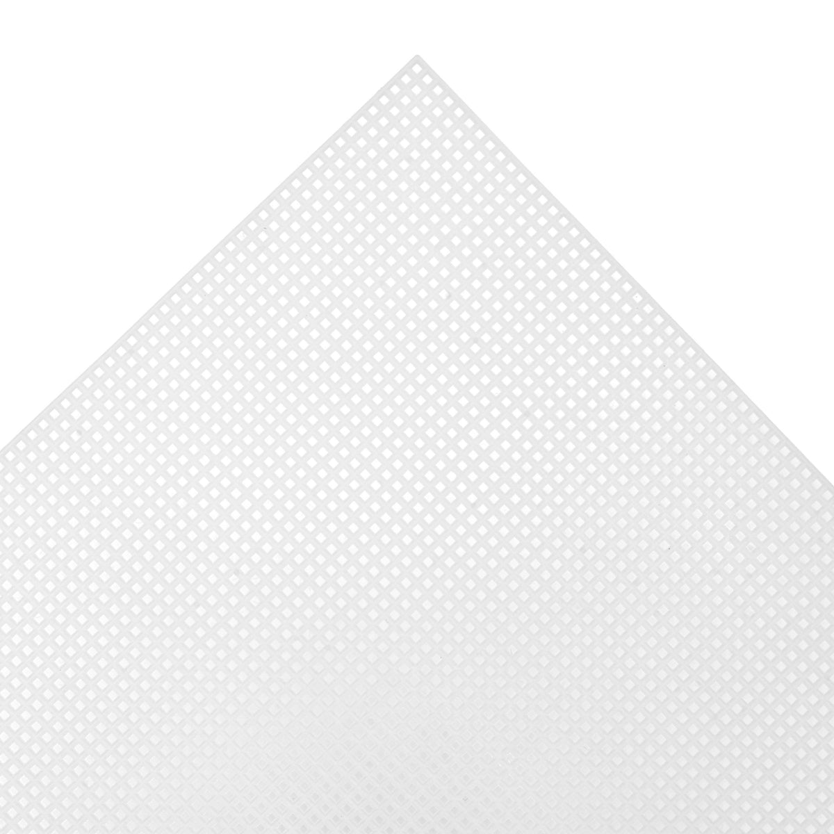 Clear plastic canvas sheet with a grid of holes