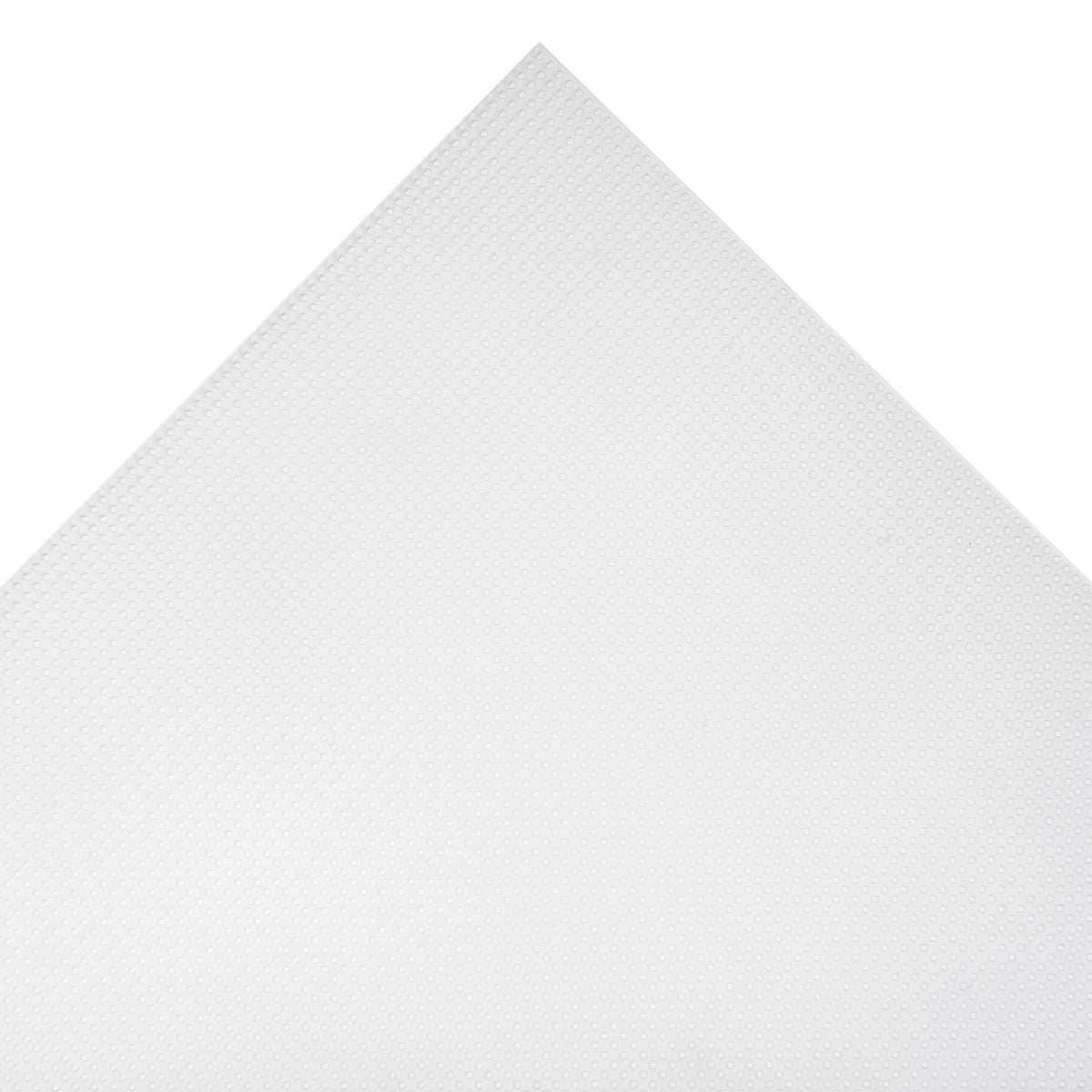 Clear plastic canvas sheet with a grid of holes