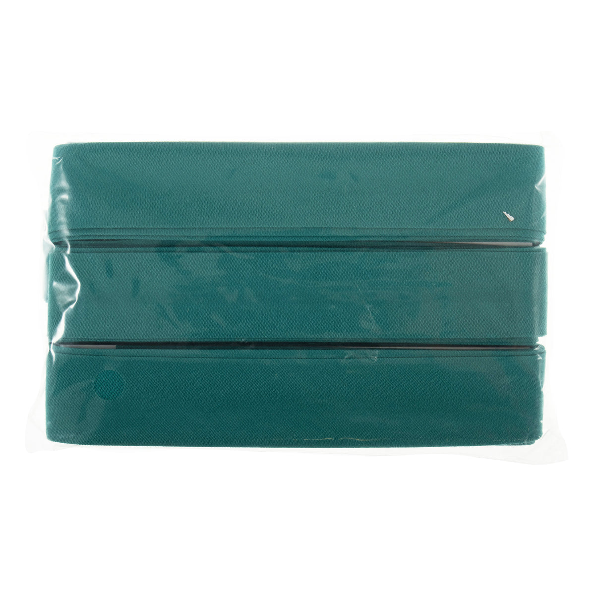 Teal polycotton bias binding wound on a card