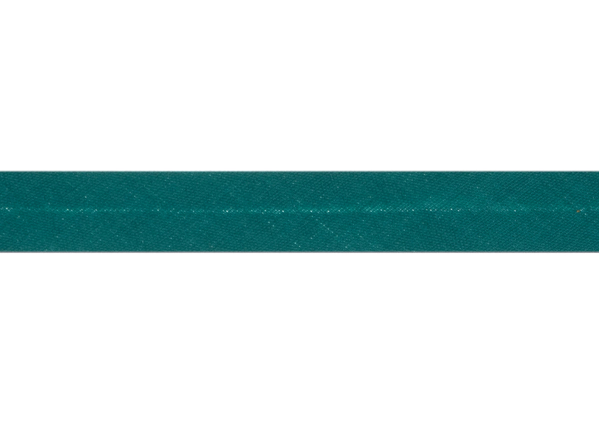 Teal polycotton bias binding wound on a card