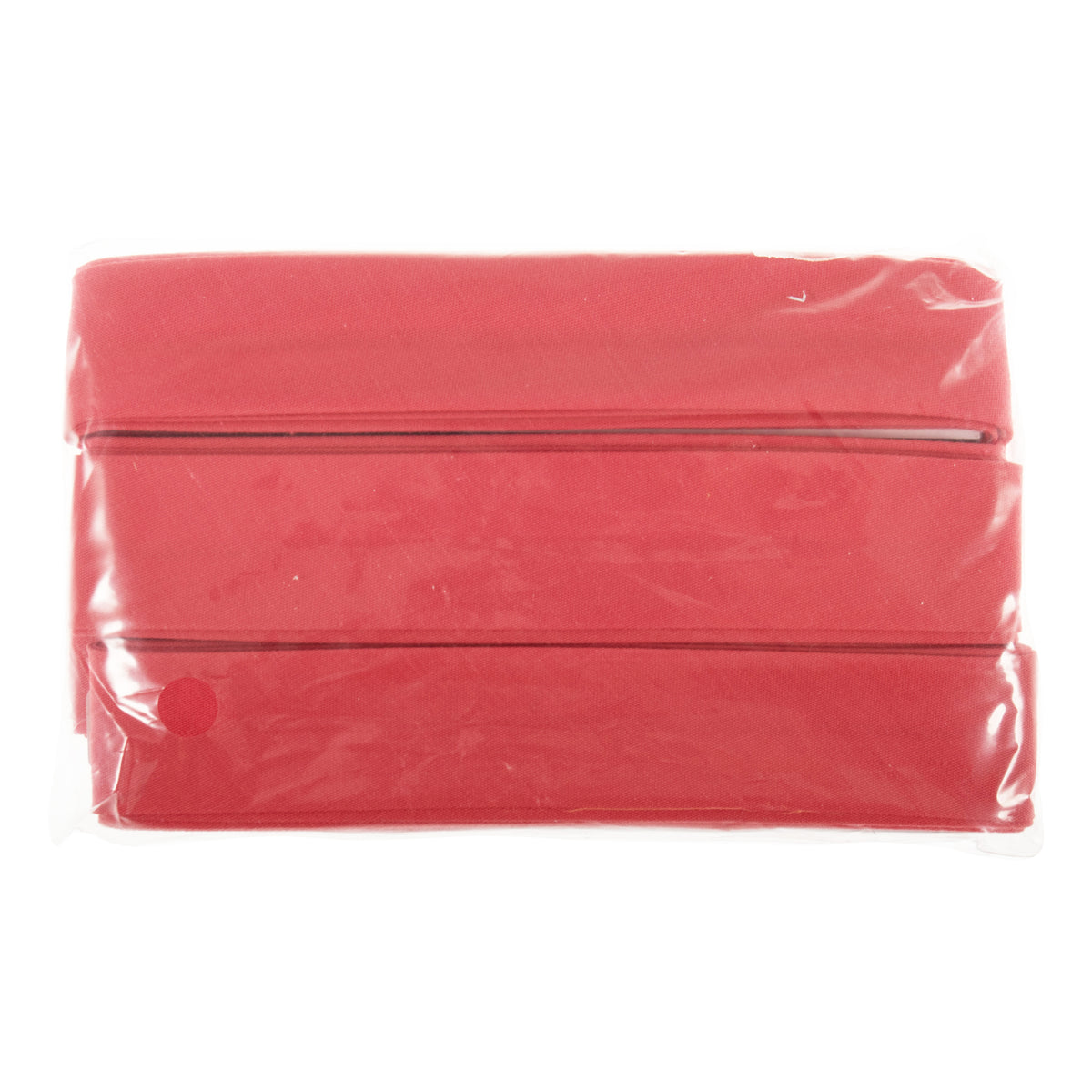 Cerise polycotton bias binding wound on a card