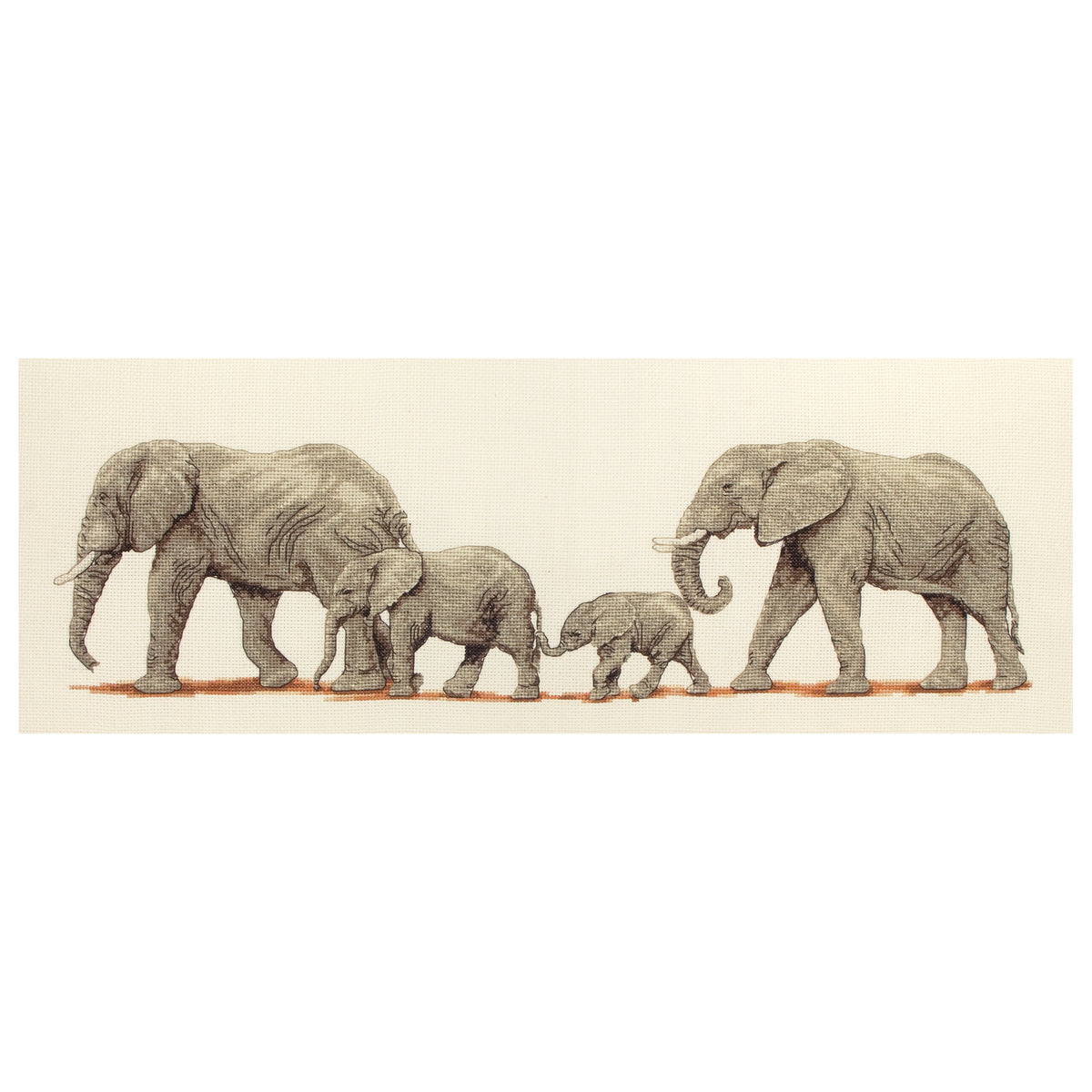 Anchor Elephant Stroll cross stitch kit design of walking elephants