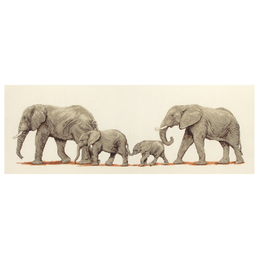 Anchor Elephant Stroll cross stitch kit design of walking elephants