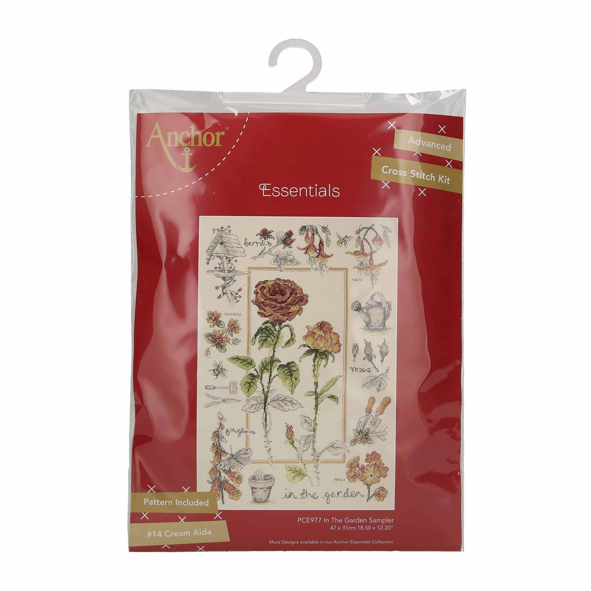 Anchor In the Garden cross stitch sampler kit design
