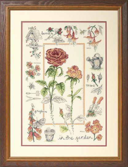 Anchor In the Garden cross stitch sampler kit design