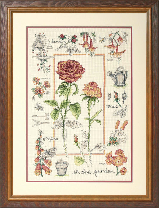 Anchor In the Garden cross stitch sampler kit design