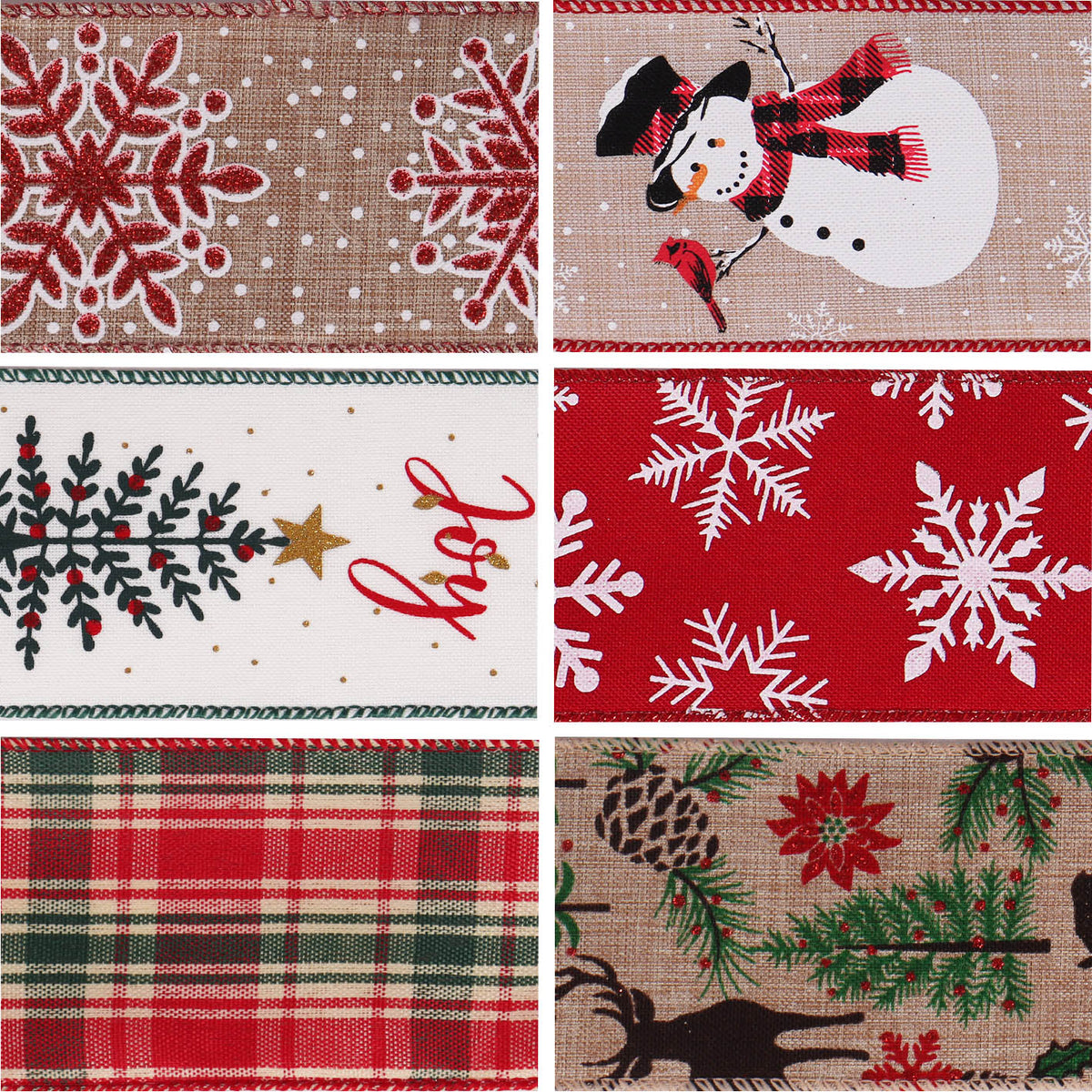 Reel of festive printed wire edge ribbon