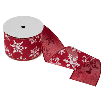 Reel of festive printed wire edge ribbon
