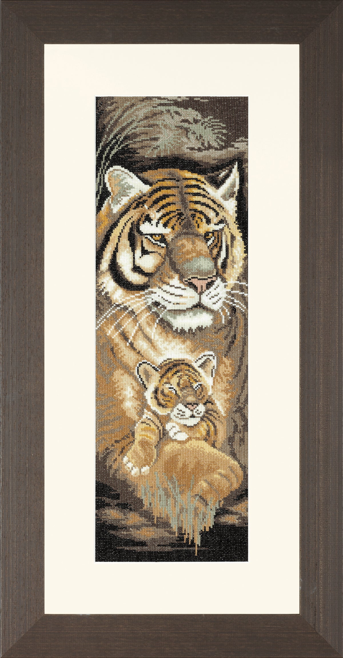 Lanarte Maternal Instincts counted cross stitch kit showing the finished design