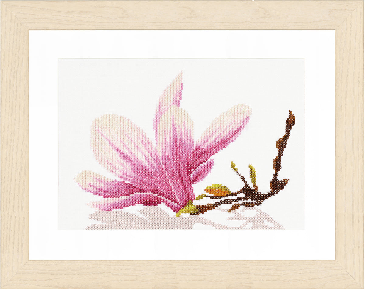 Finished Lanarte Magnolia Twig counted cross stitch design