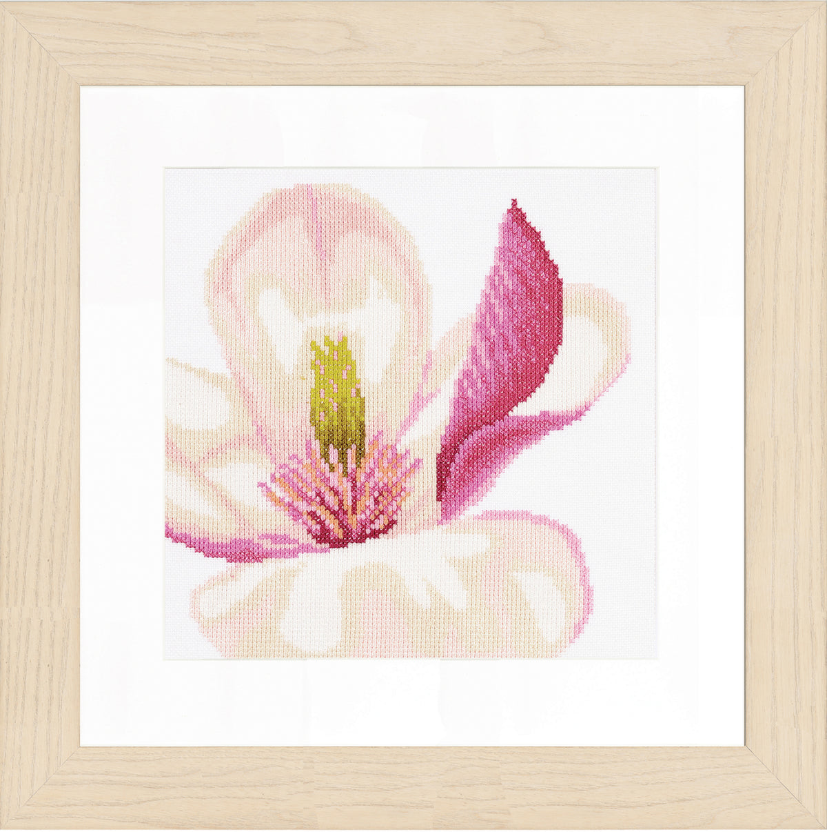 Finished Lanarte Magnolia Flower counted cross stitch design