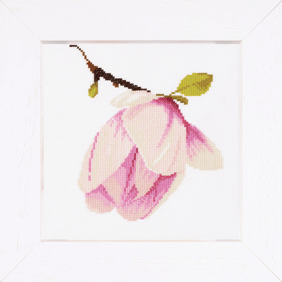 Finished Lanarte Magnolia Bud counted cross stitch design