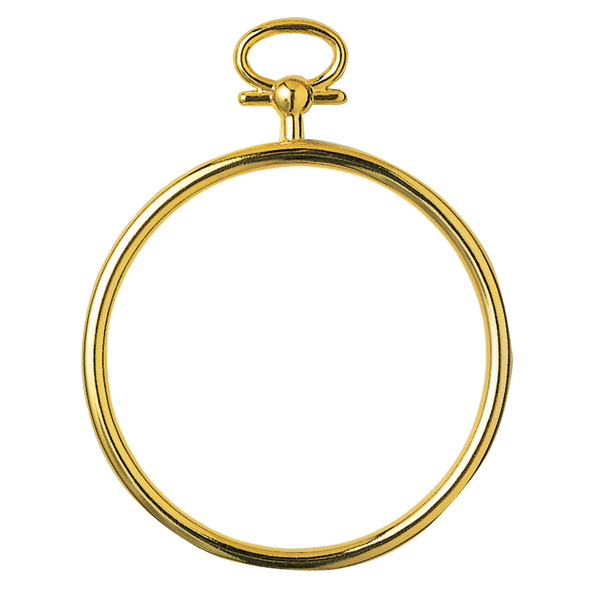 Small round gold-coloured frame with a hanging loop