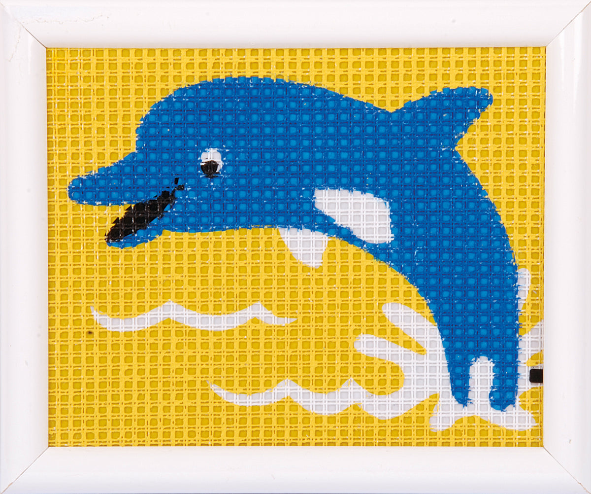 Vervaco dolphin tapestry kit showing the finished design