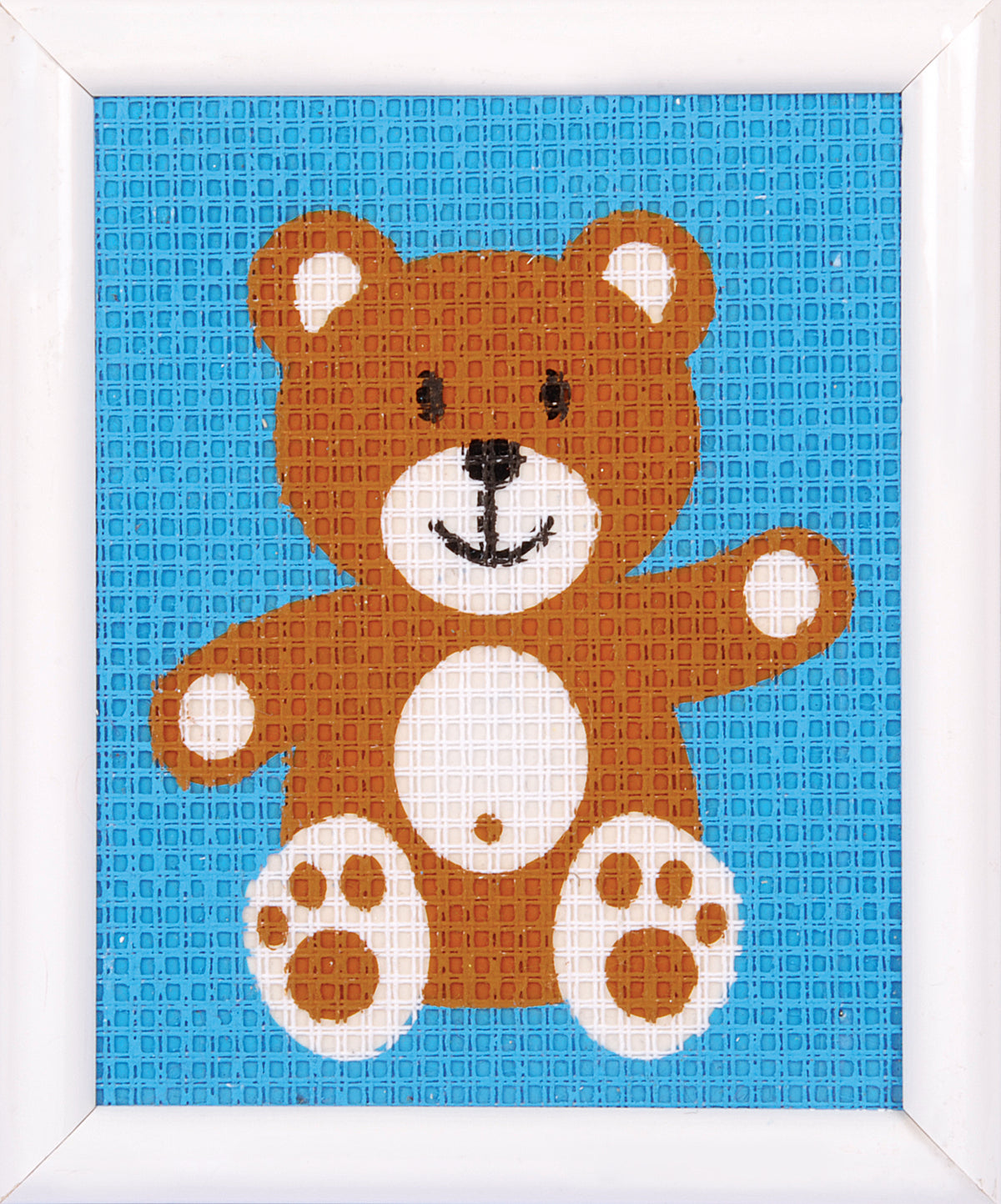 Vervaco teddy tapestry kit showing the finished design