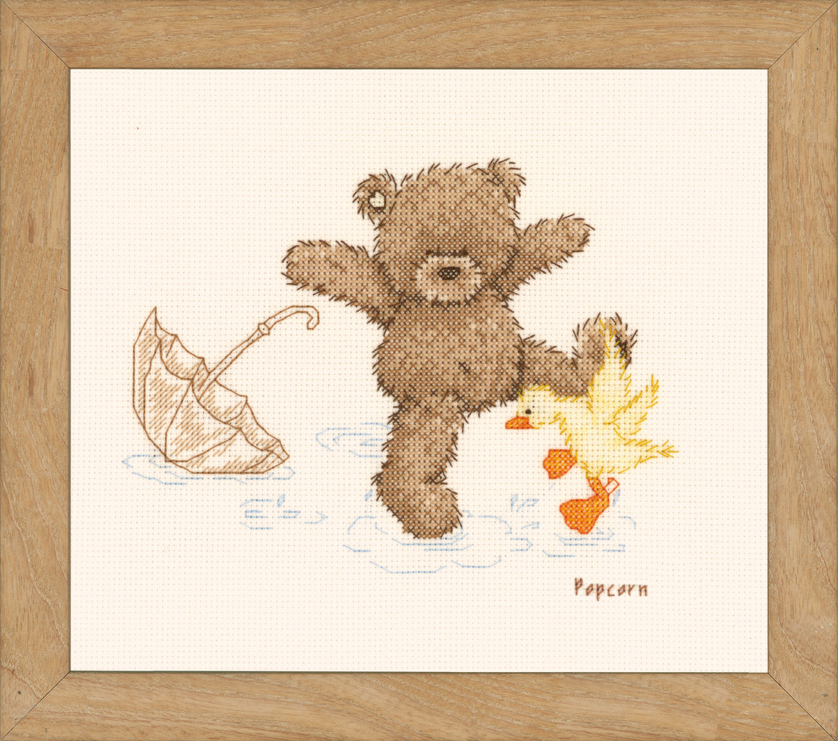 Vervaco Popcorn the bear splashing around cross stitch design