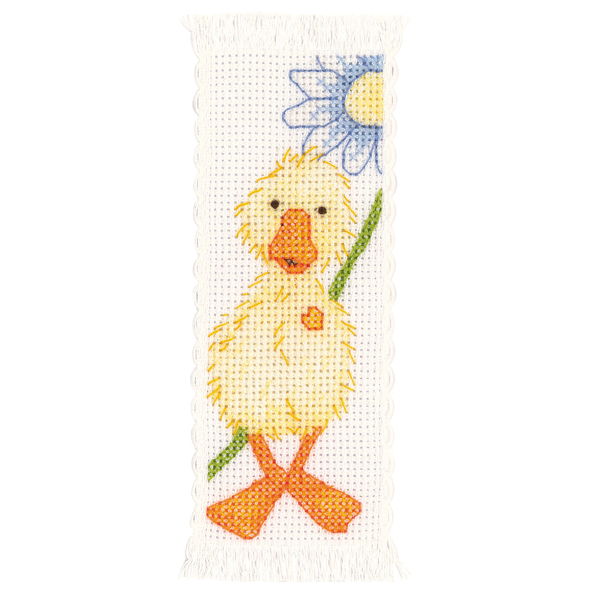 Two finished Vervaco Souffle's Daisy cross stitch bookmarks