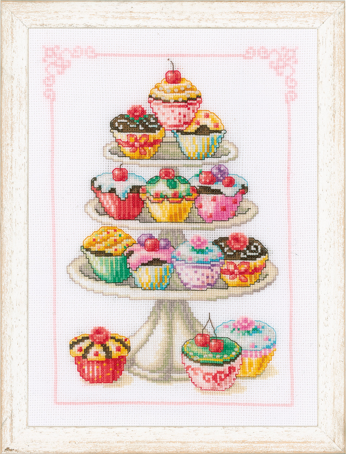 Finished Vervaco Cupcake Anyone? cross stitch design