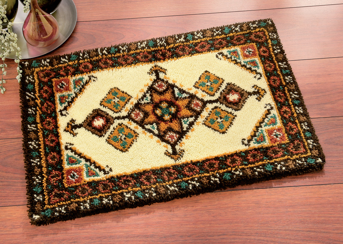 Finished Vervaco rectangular latch hook rug