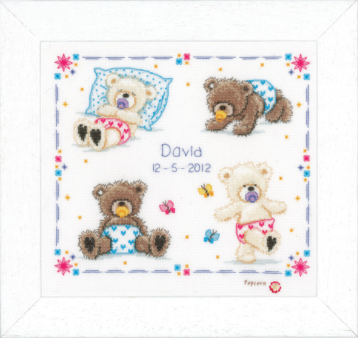 Finished Vervaco Popcorn First Steps cross stitch picture