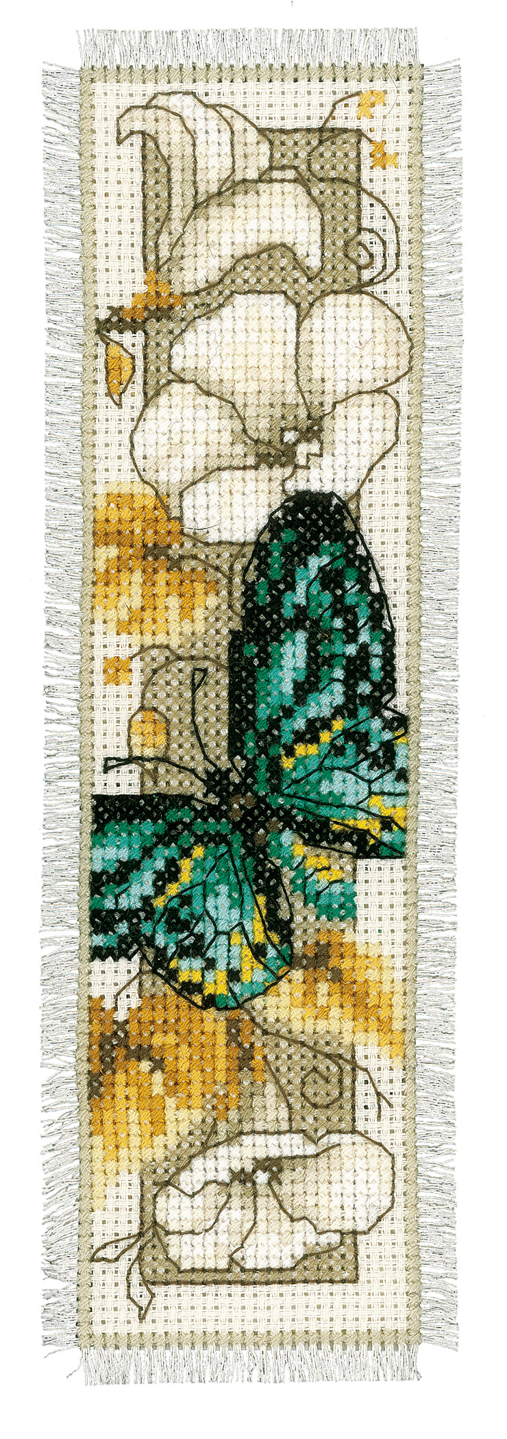 Cross stitch bookmark with a butterfly design