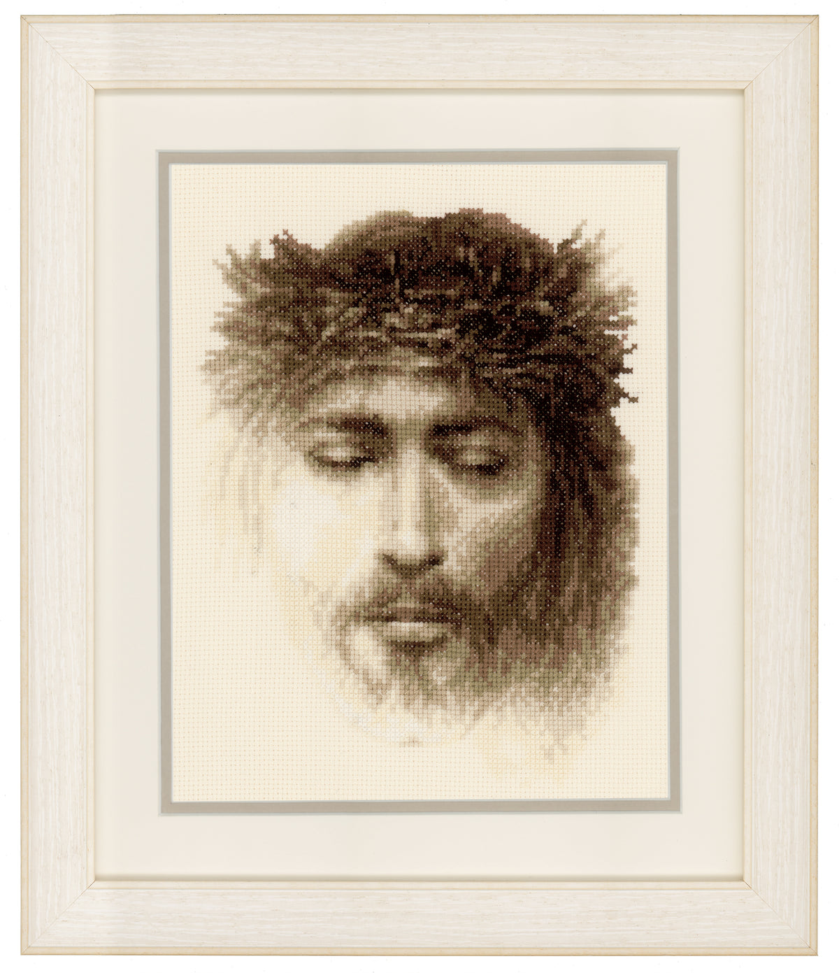 Finished cross stitch picture of Jesus