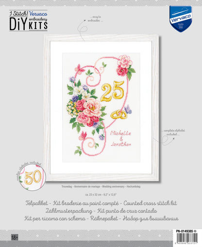 Wedding anniversary counted cross stitch kit