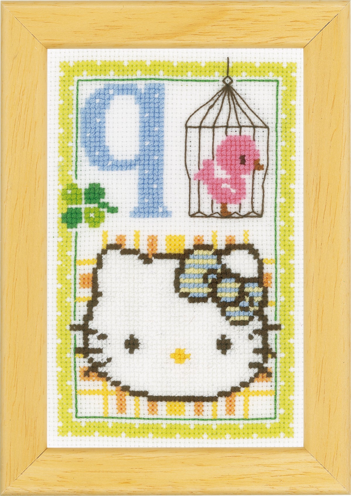 Hello Kitty cross stitch design with the letter Q