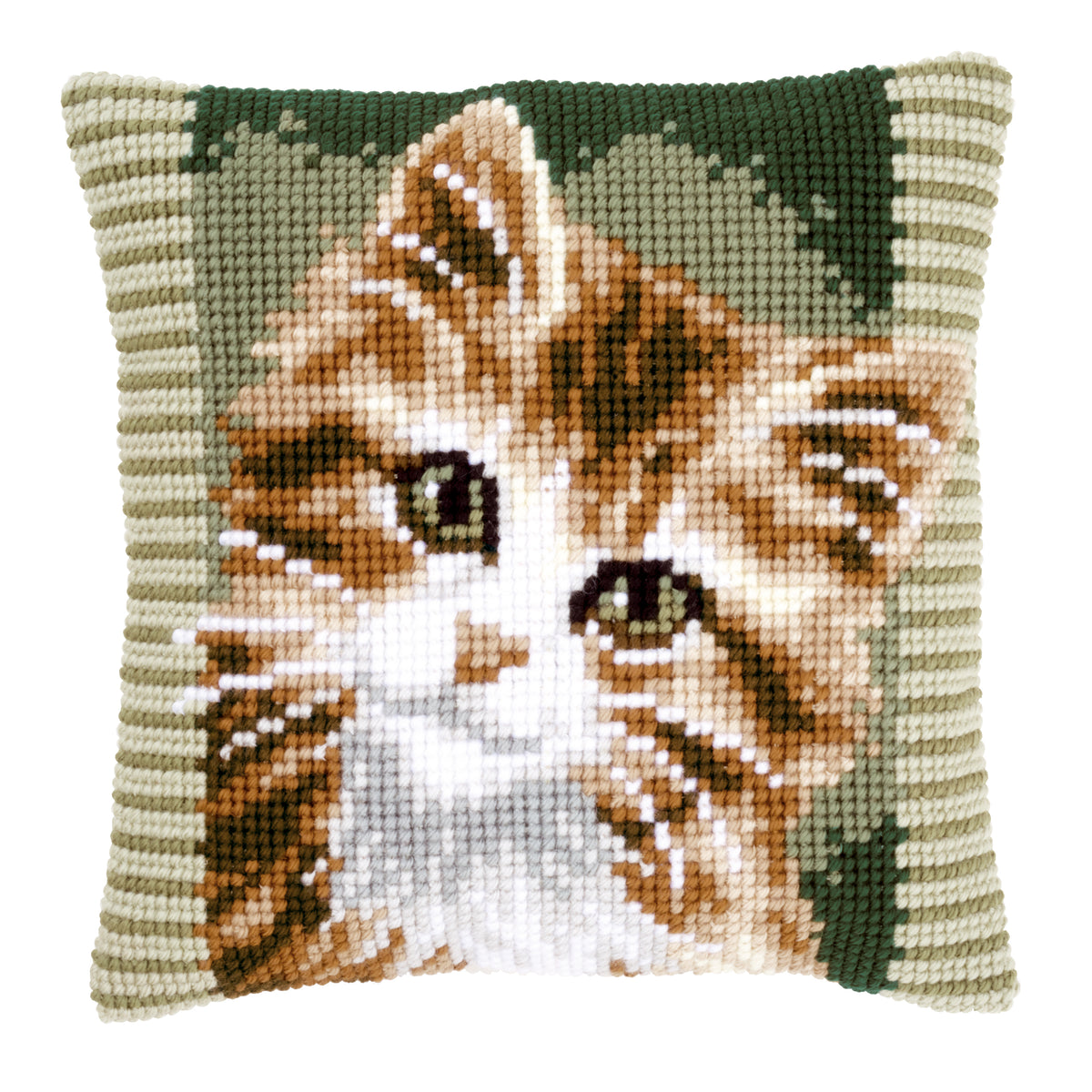Brown Cat cross stitch cushion design