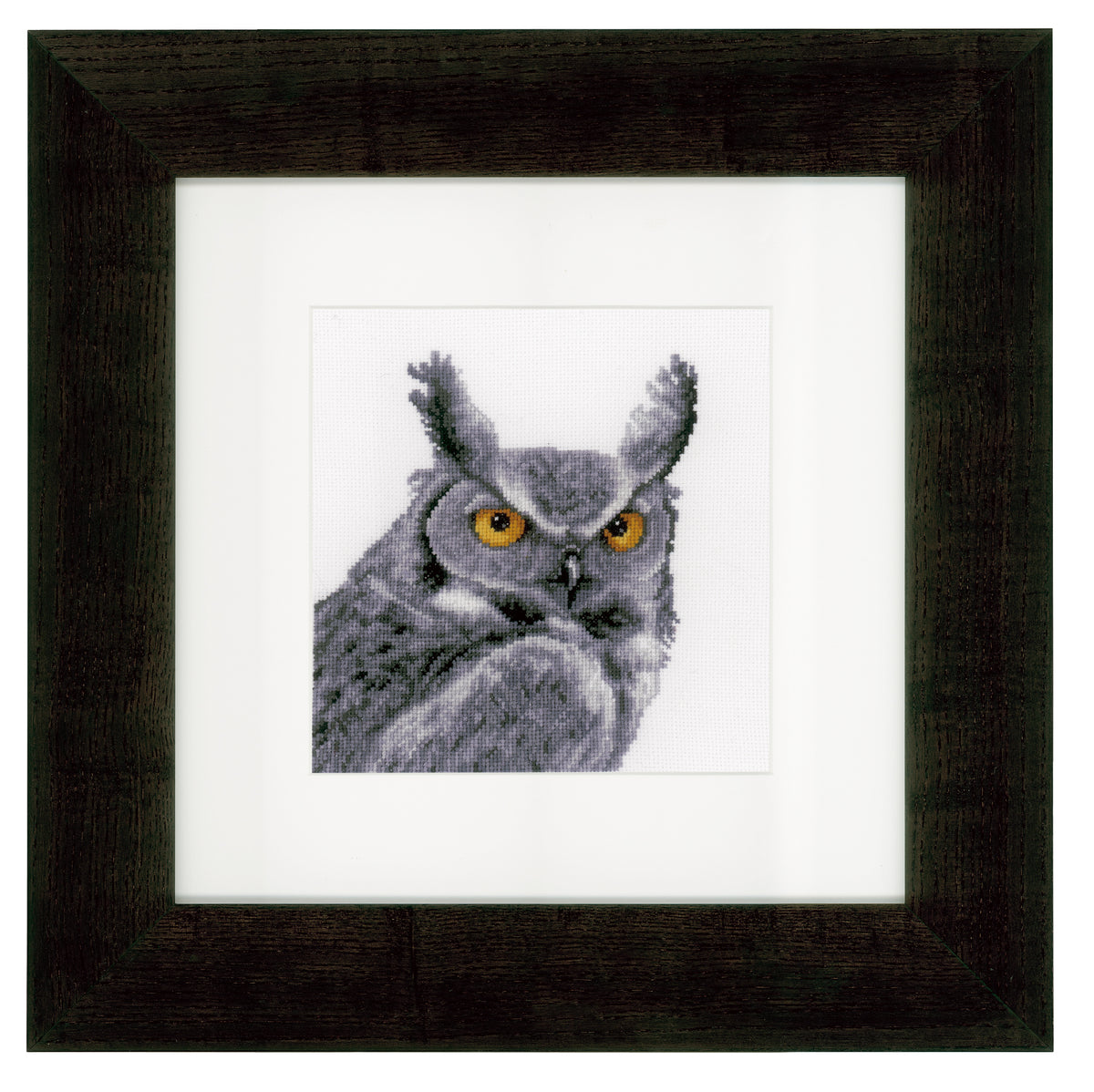 Finished Grey Owl cross stitch design