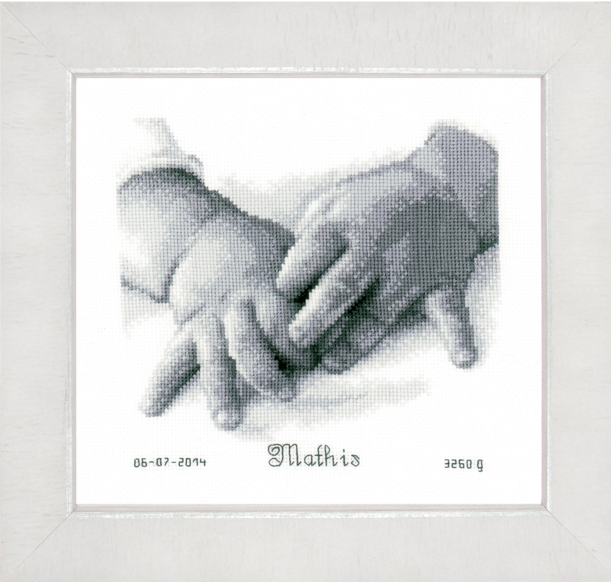 Finished Baby Hands cross stitch design