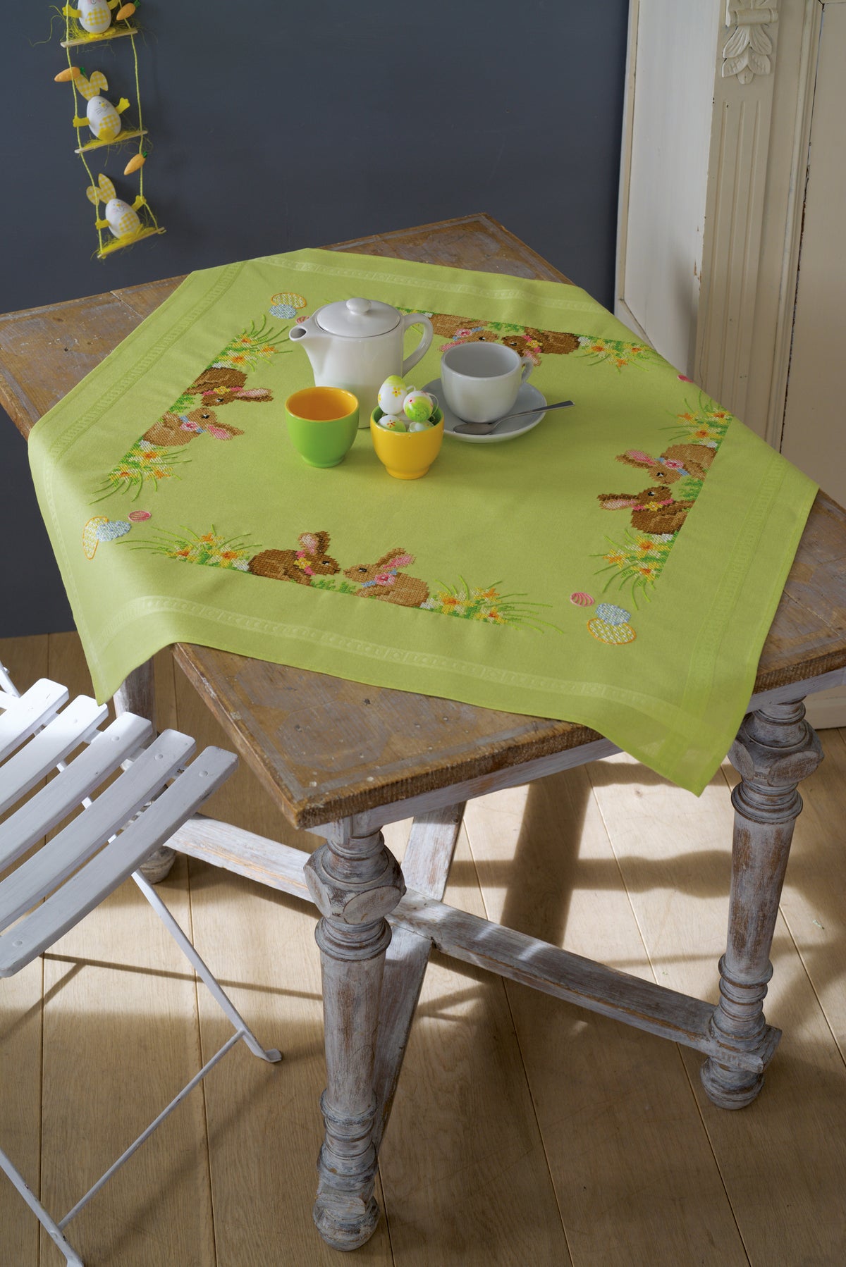 Easter Bunnies embroidered tablecloth