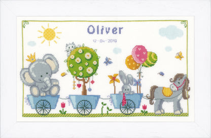 Finished Cute Animal Parade cross stitch design
