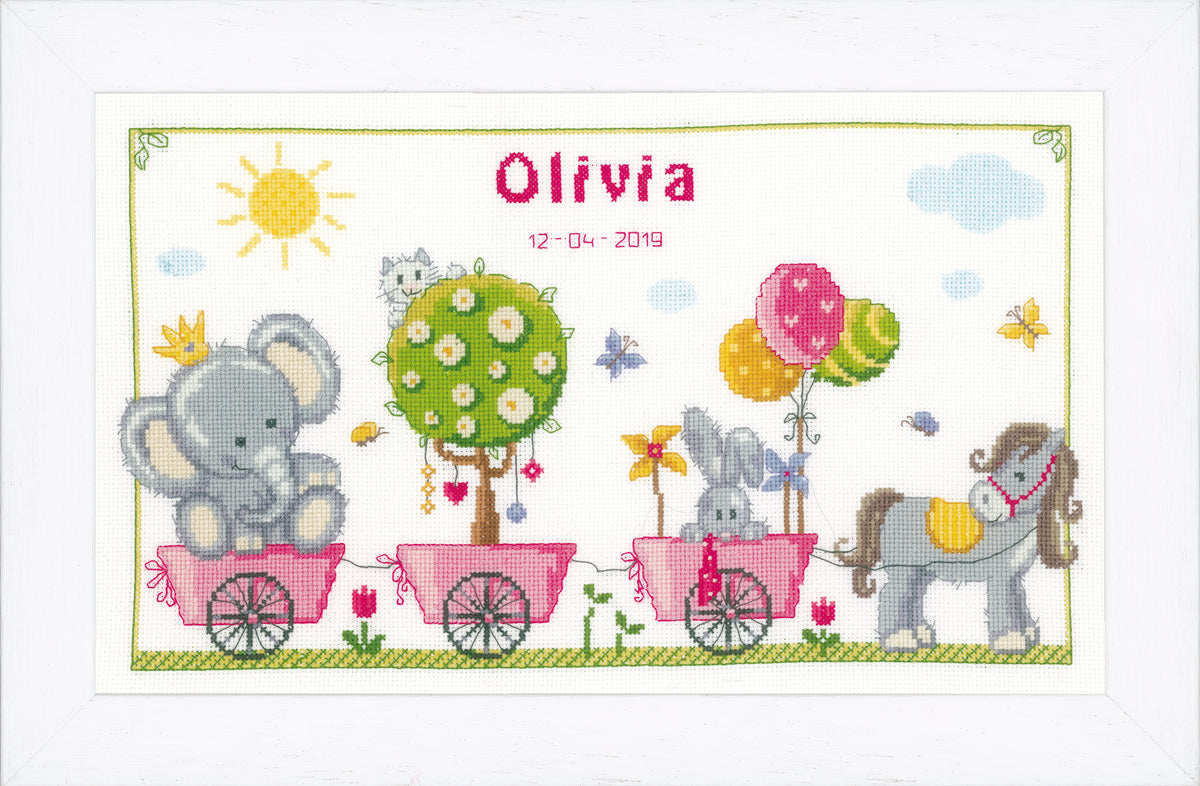 Finished Cute Animal Parade cross stitch design