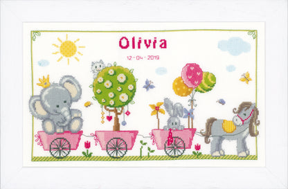 Finished Cute Animal Parade cross stitch design