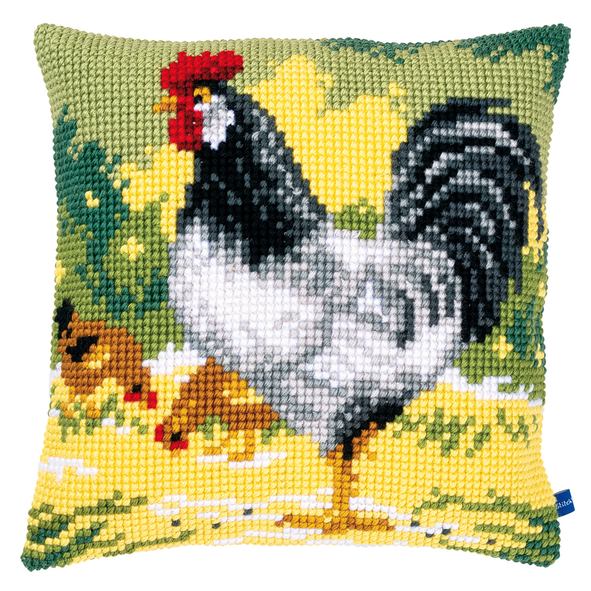 White Rooster cross stitch cushion design