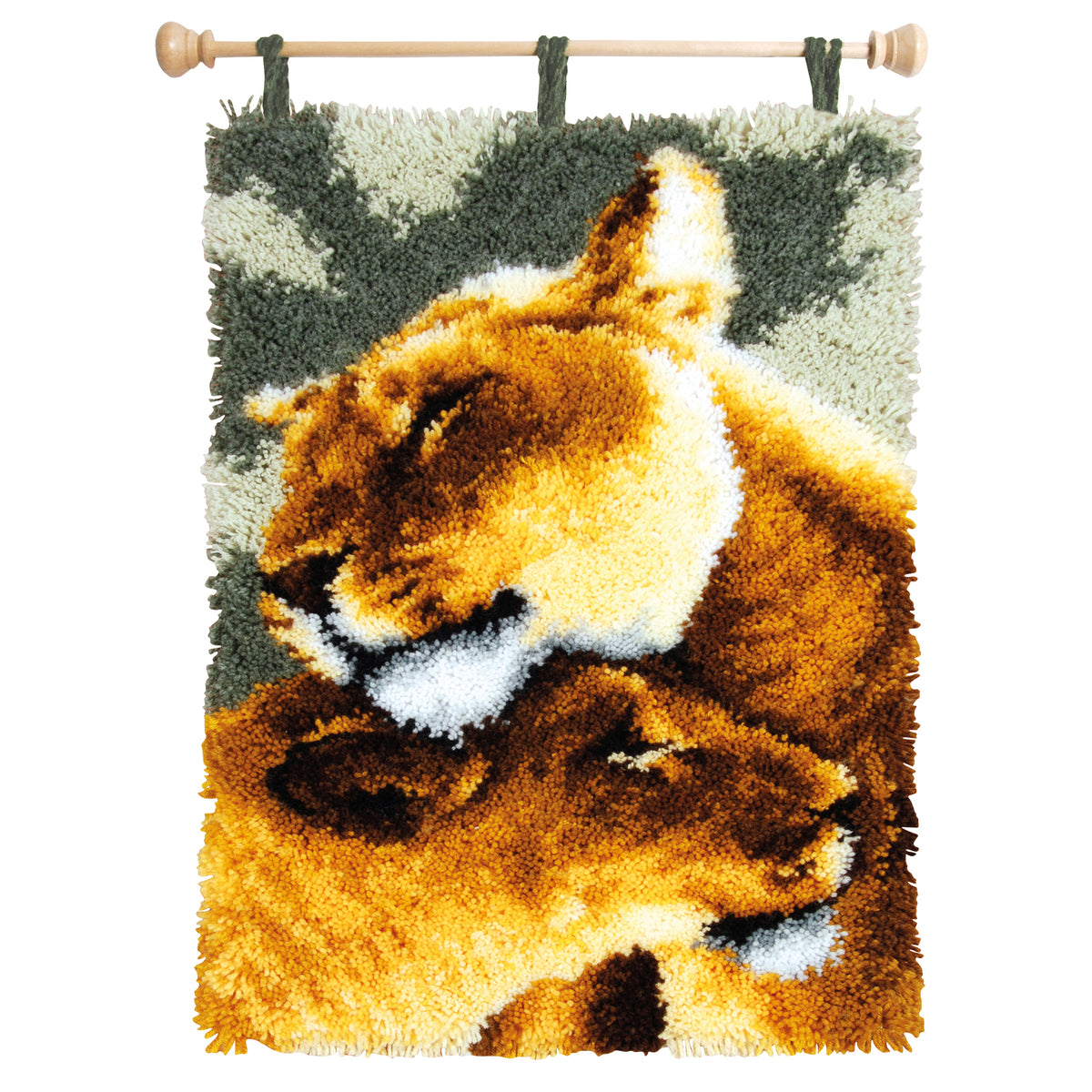 Finished lion friendship latch hook rug