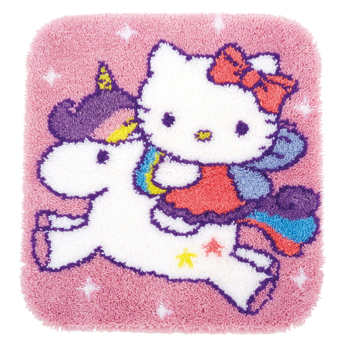 Finished Hello Kitty and unicorn latch hook rug