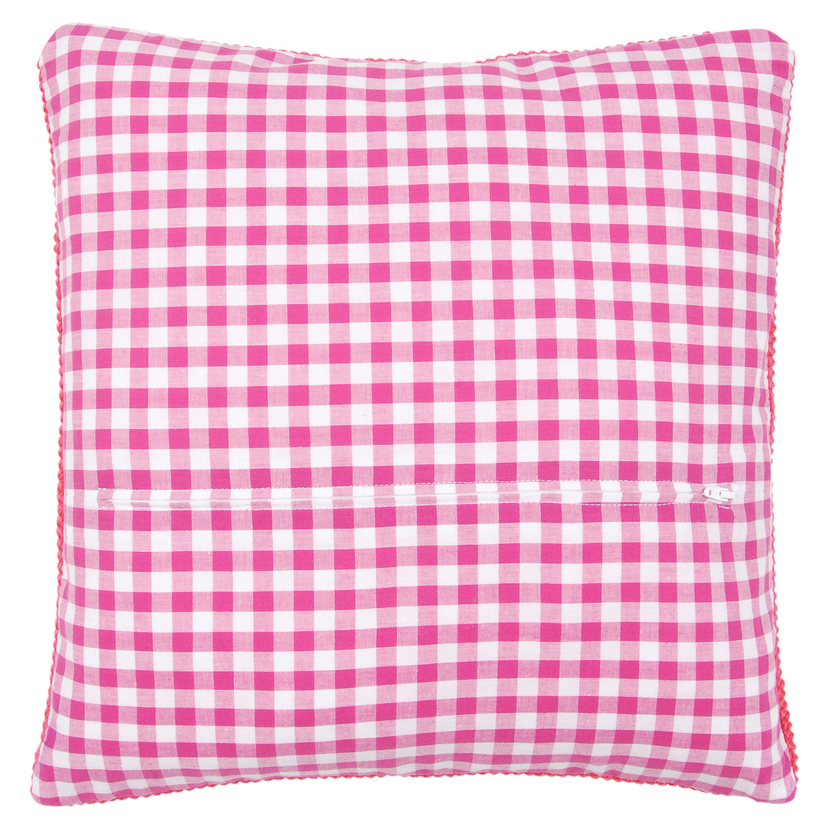 Pink cotton cushion back with zip