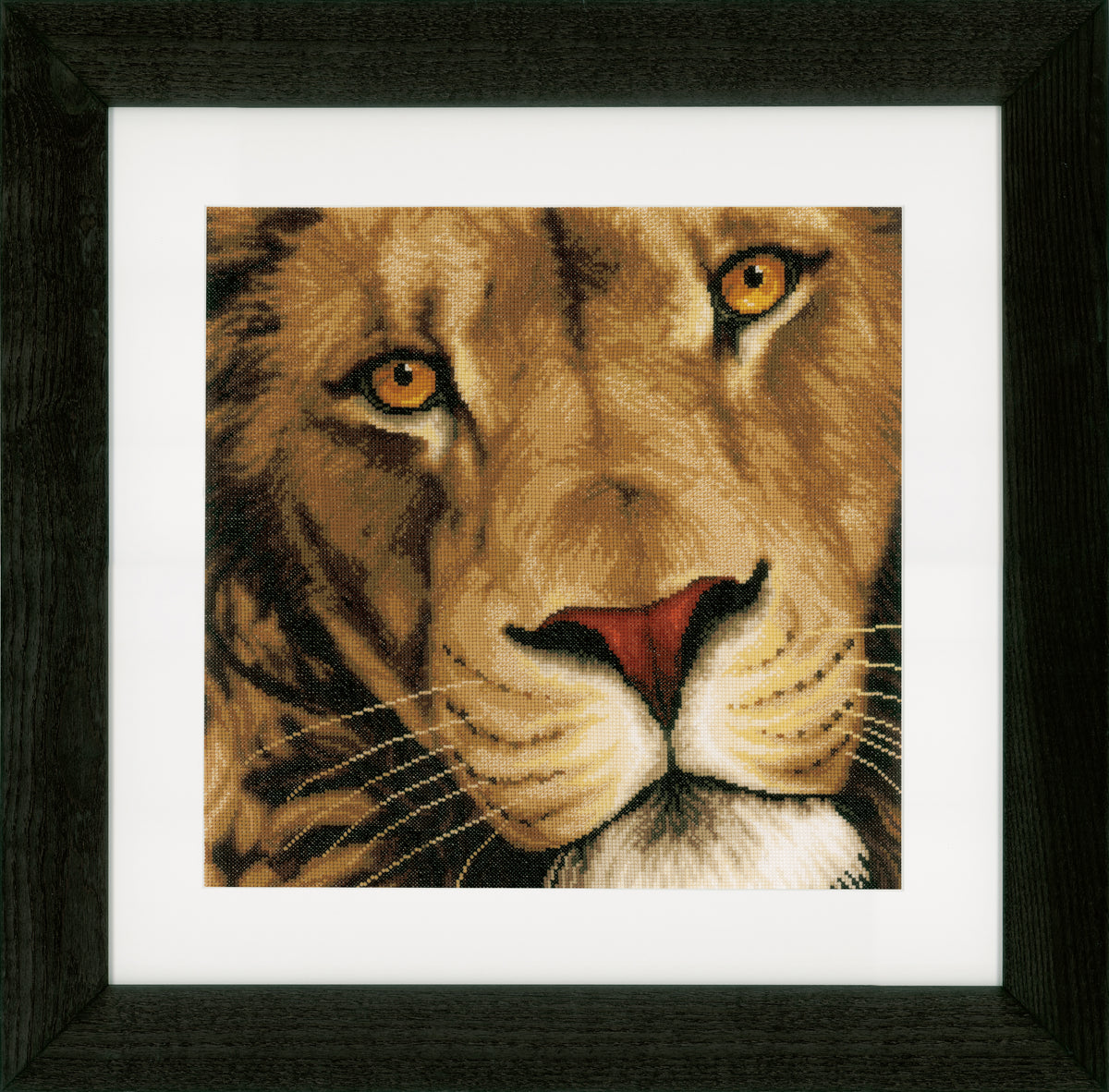 Cross stitch lion portrait