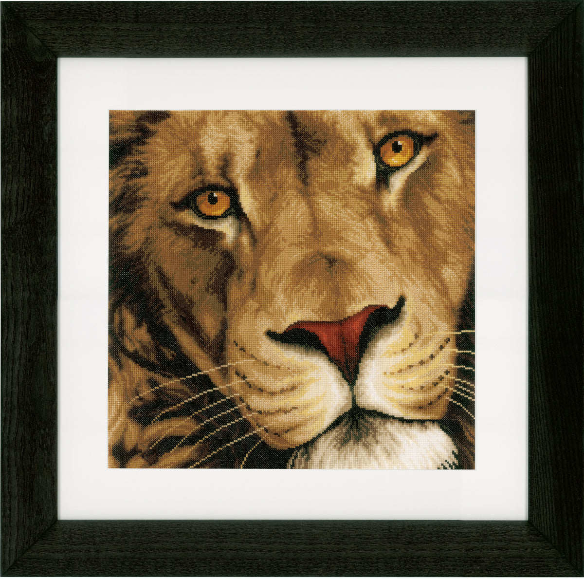 Cross stitch lion portrait