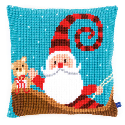 Happy Santa cross stitch cushion kit by Vervaco