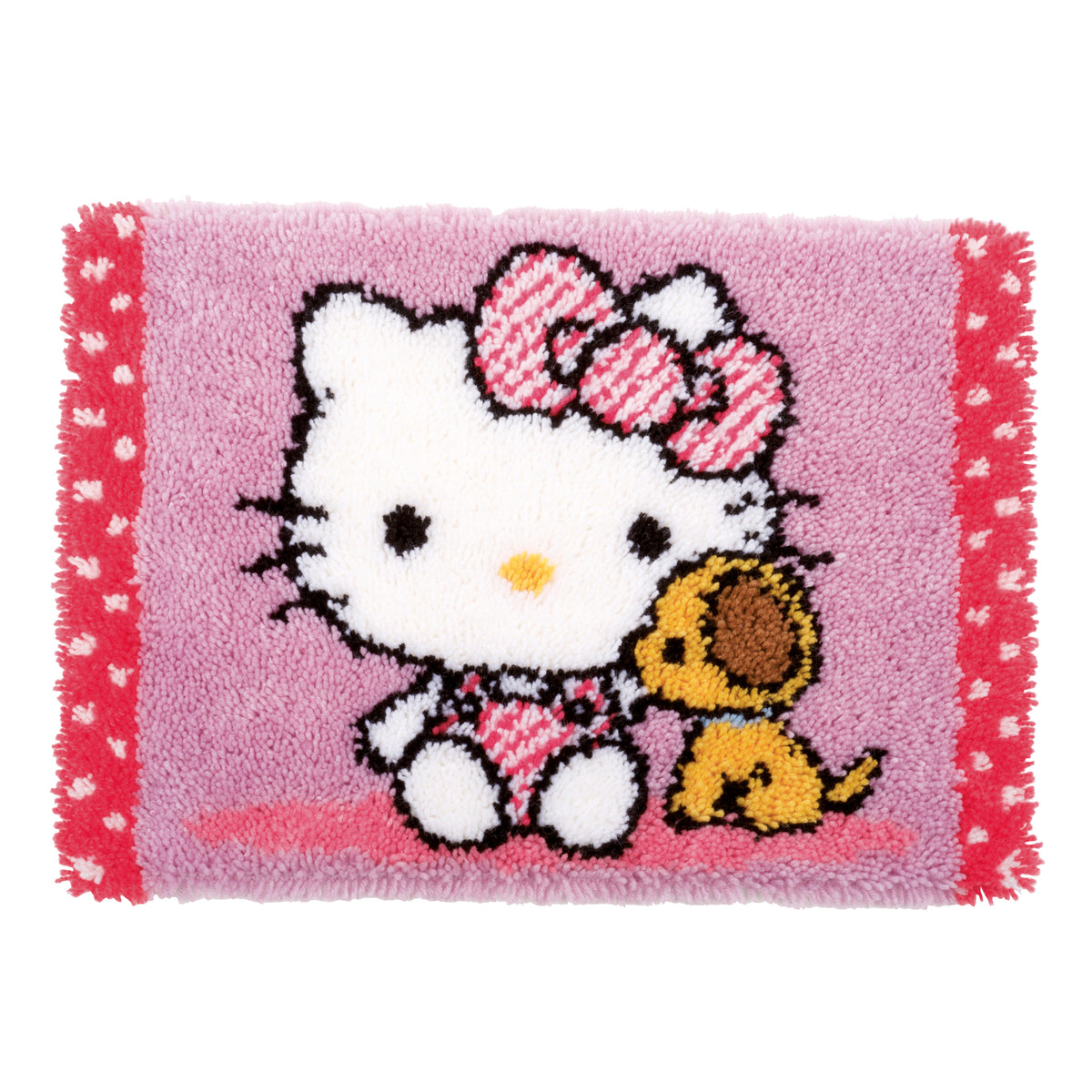Hello Kitty with dog latch hook rug kit by Vervaco