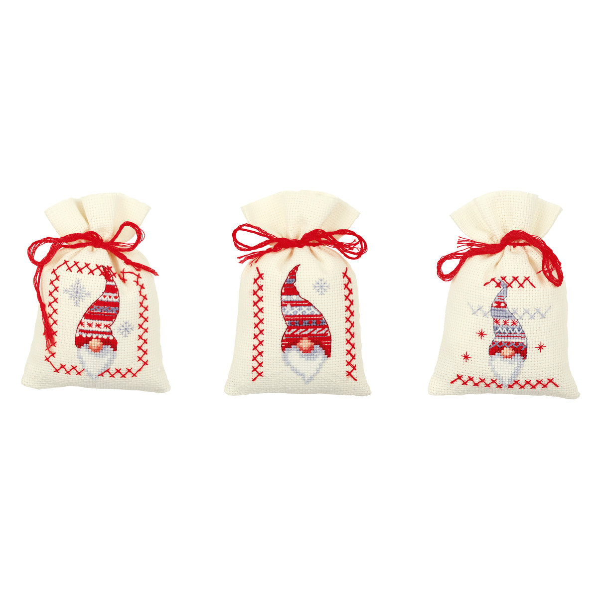 Christmas Elves Gift Bags counted cross stitch kit by Vervaco