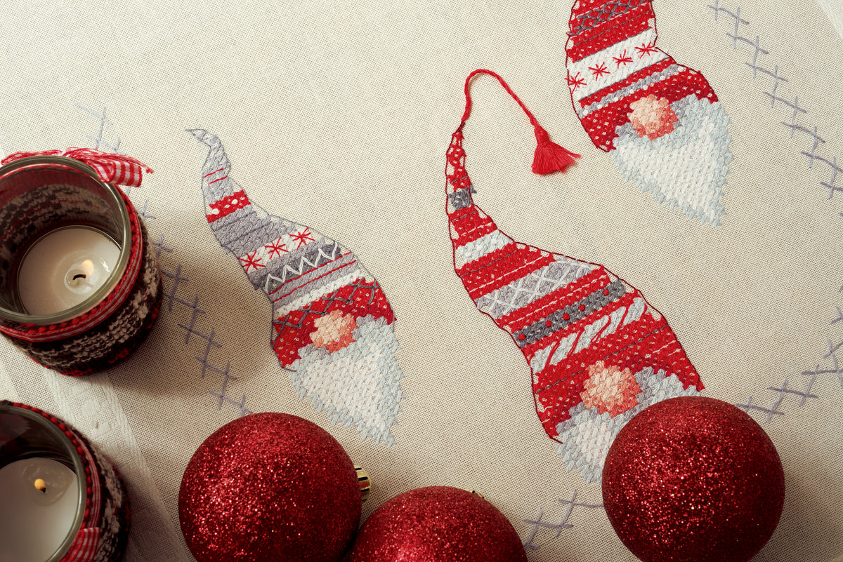 Christmas elves embroidered table runner kit by Vervaco