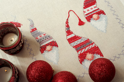 Christmas elves embroidered table runner kit by Vervaco