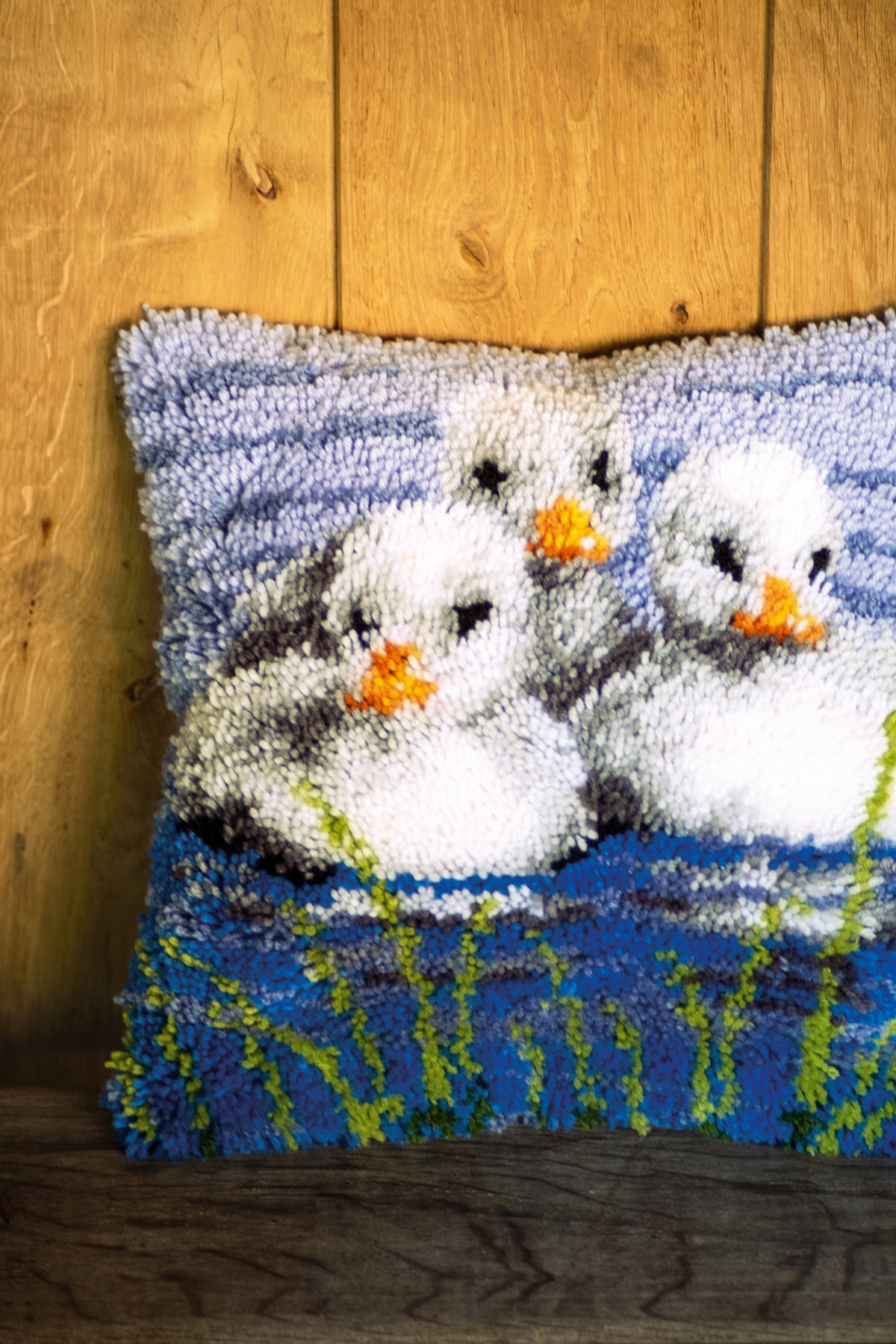 Ducklings in the water latch hook cushion kit by Vervaco