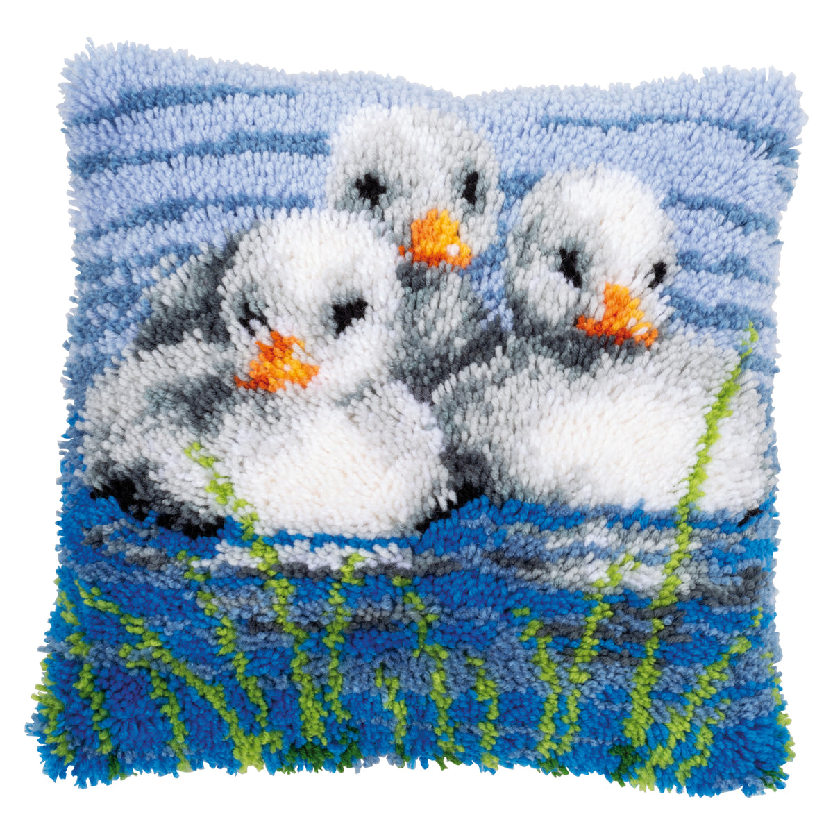 Ducklings in the water latch hook cushion kit by Vervaco