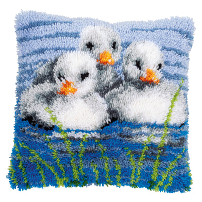 Ducklings in the water latch hook cushion kit by Vervaco